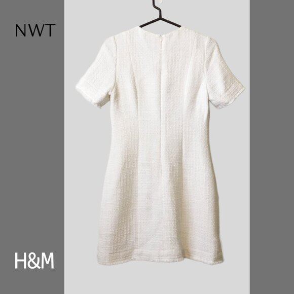 H&M Cream Tweed Boucle Mini Dress, Sz S - Picture 3 of 11